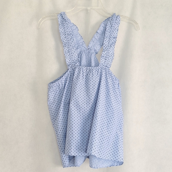 Waverly Grey Chambray Ruffle Pin Dot Berlin Blouse - Picture 6 of 6